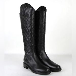 Gucci Black Monogram Riding Boots size 35